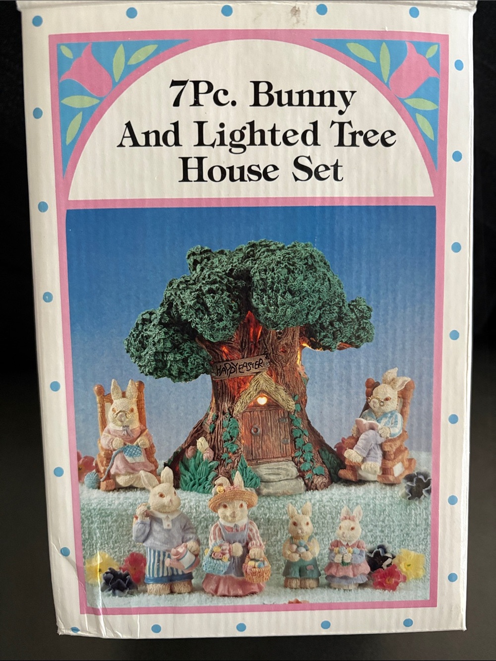 7-Pc Bunny and Lighted Tree House Set - Pastel Multicolor